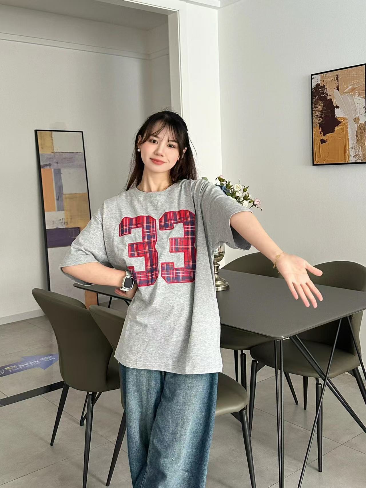 High-quality pure cotton 200g 100% cotton combed tight high-quality workmanship short-sleeved T-shirt for women