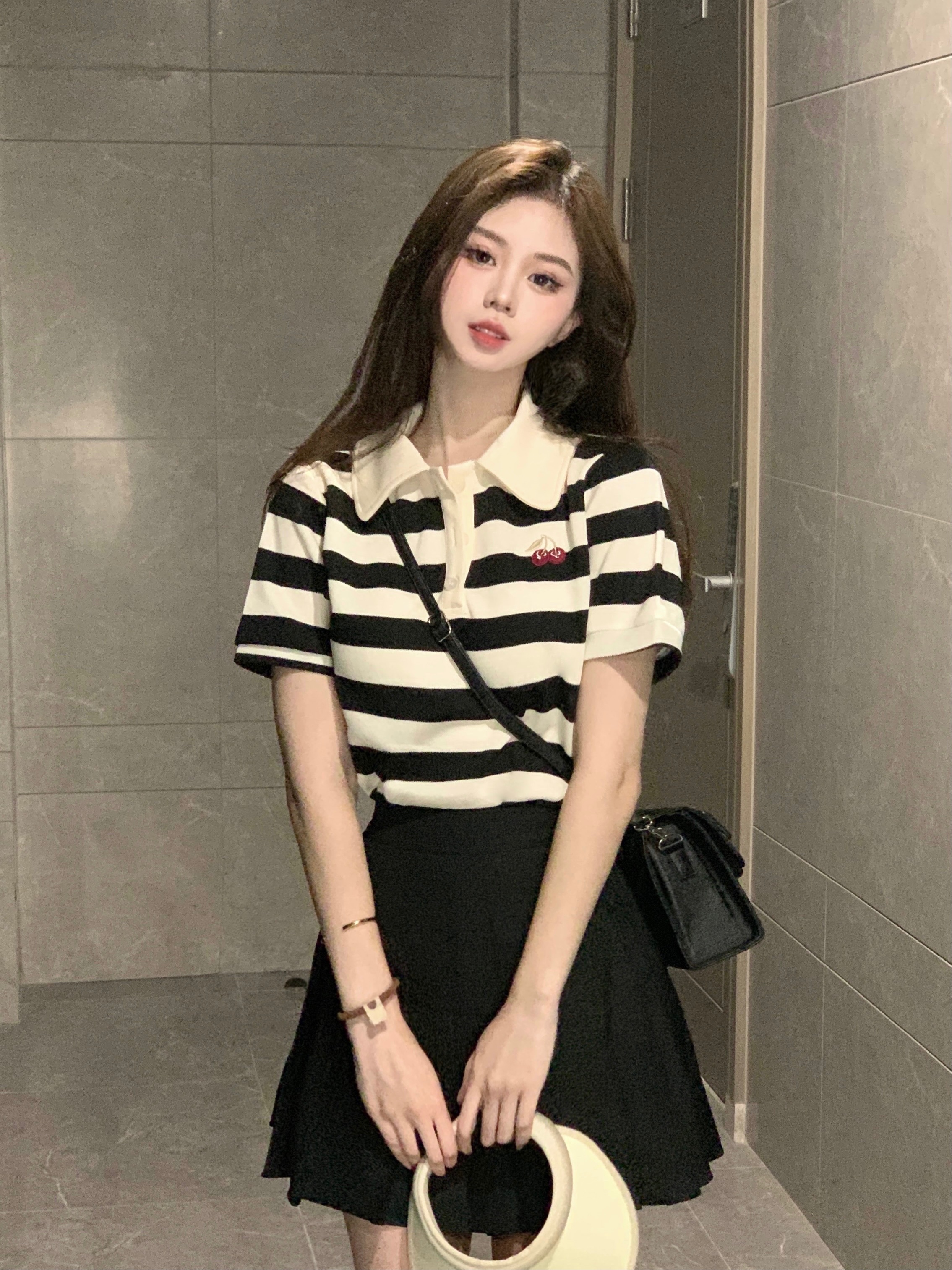 實拍～俏皮女裝活潑套裝夏甜美學院風上衣
