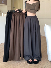 Photographed Sheer Gray Suit Pants Casual Pants for Women Spring High-Waisted Drawstring Wide Leg Floor-Length Pants Slim Long Pants