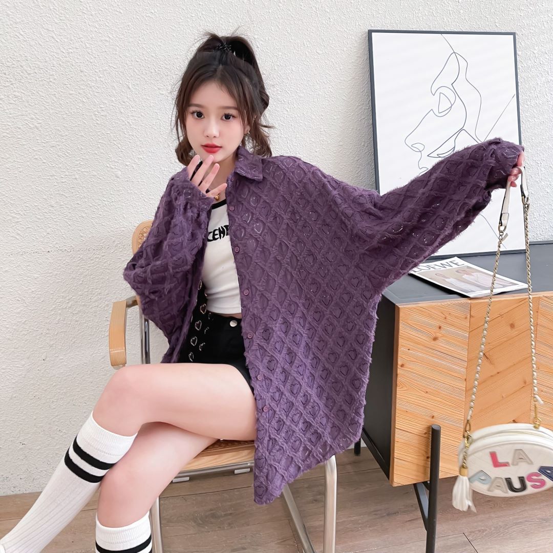 Real shot Tmall quality spring and autumn medium-length thin cardigan shirt jacquard jacket
