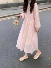 Photographed #Pink Dress for Women 2025 New Arrival Gentle Style Sweet and Slimming A-line Dress with Design Sensibility