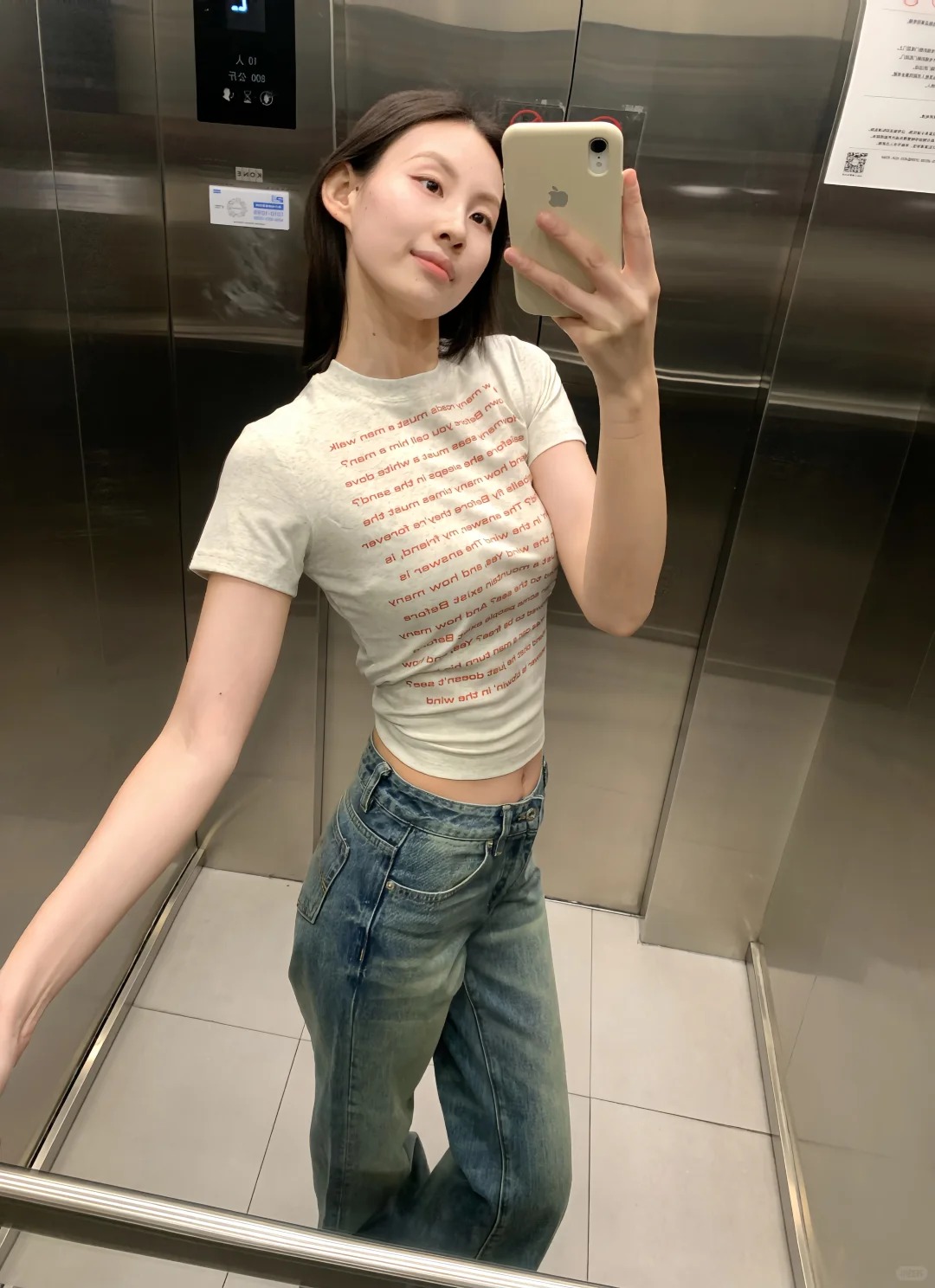高品質純棉210克40支奧代爾帶彈力前 印花修身短袖t恤女
