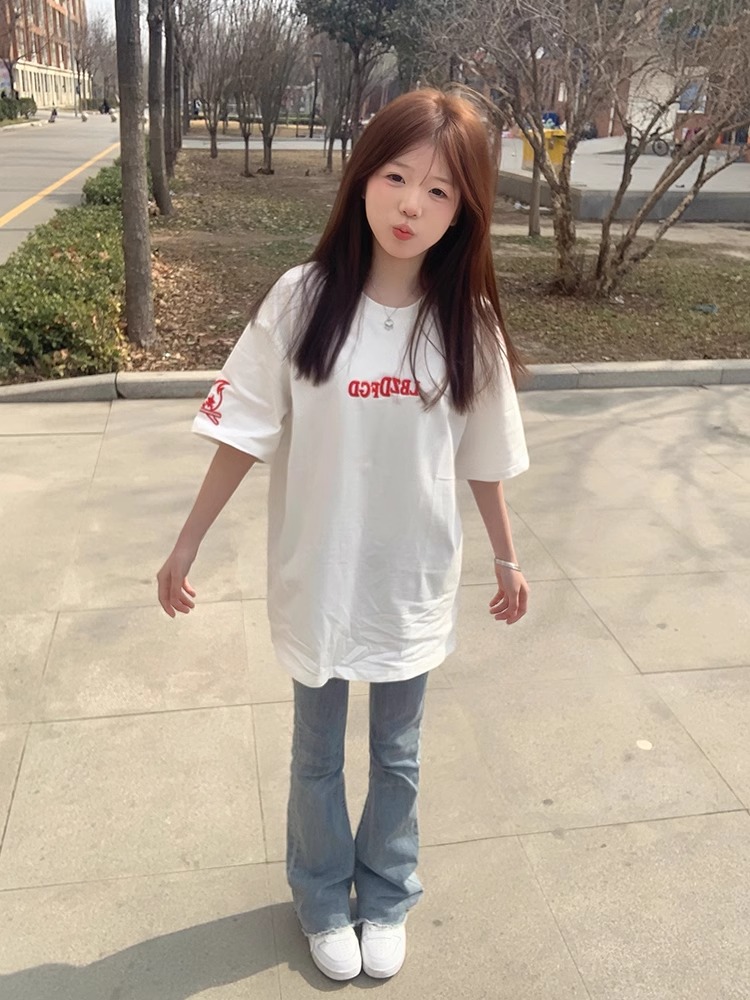 高品質純棉200克100%棉精梳緊密優質做工前印花短袖t恤女