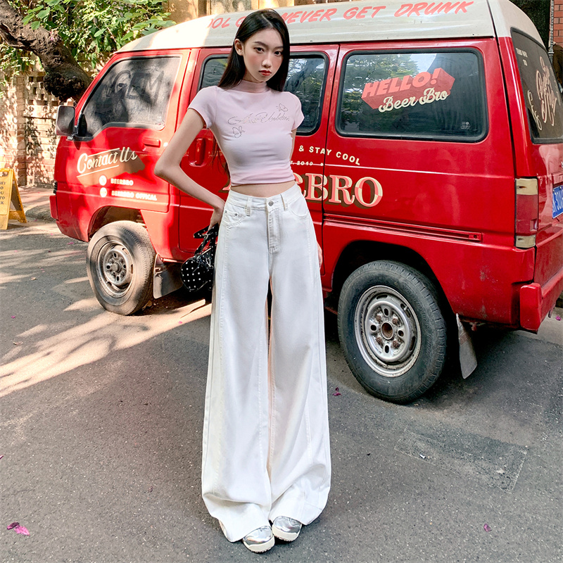 Real-life three-defense lyesel loose wide-leg jeans for women 2025 new side seam pull-up design slimming floor pants