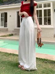 實拍慵懶風休閒褲女2025春夏季新款純色褲子闊腿褲寬鬆垂感拖地褲