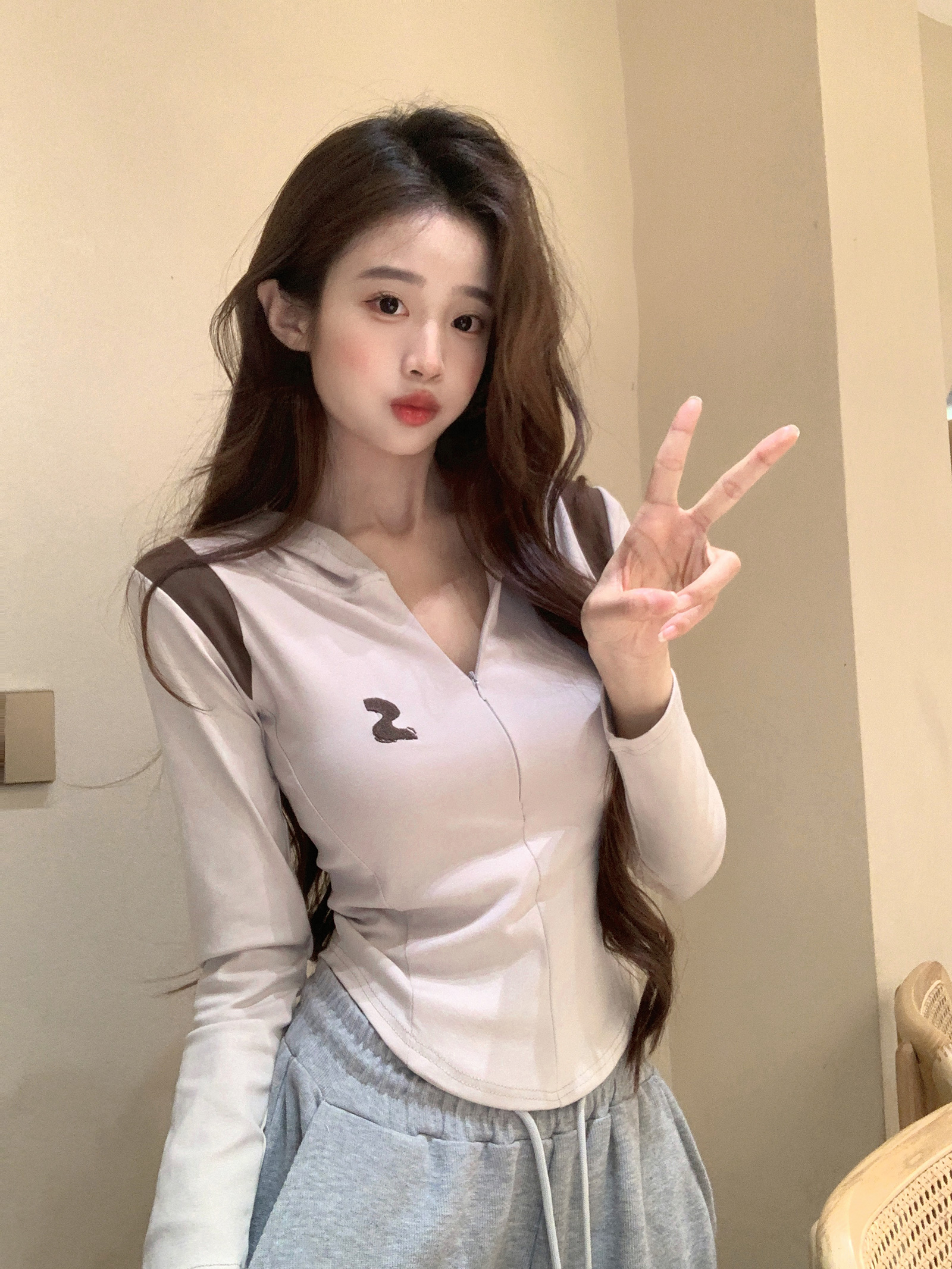 1*1 Ribbed 210g Long-Sleeve Women's T-Shirt 2025 Spring New Thin Fitted Base Shirt with Hooded Top