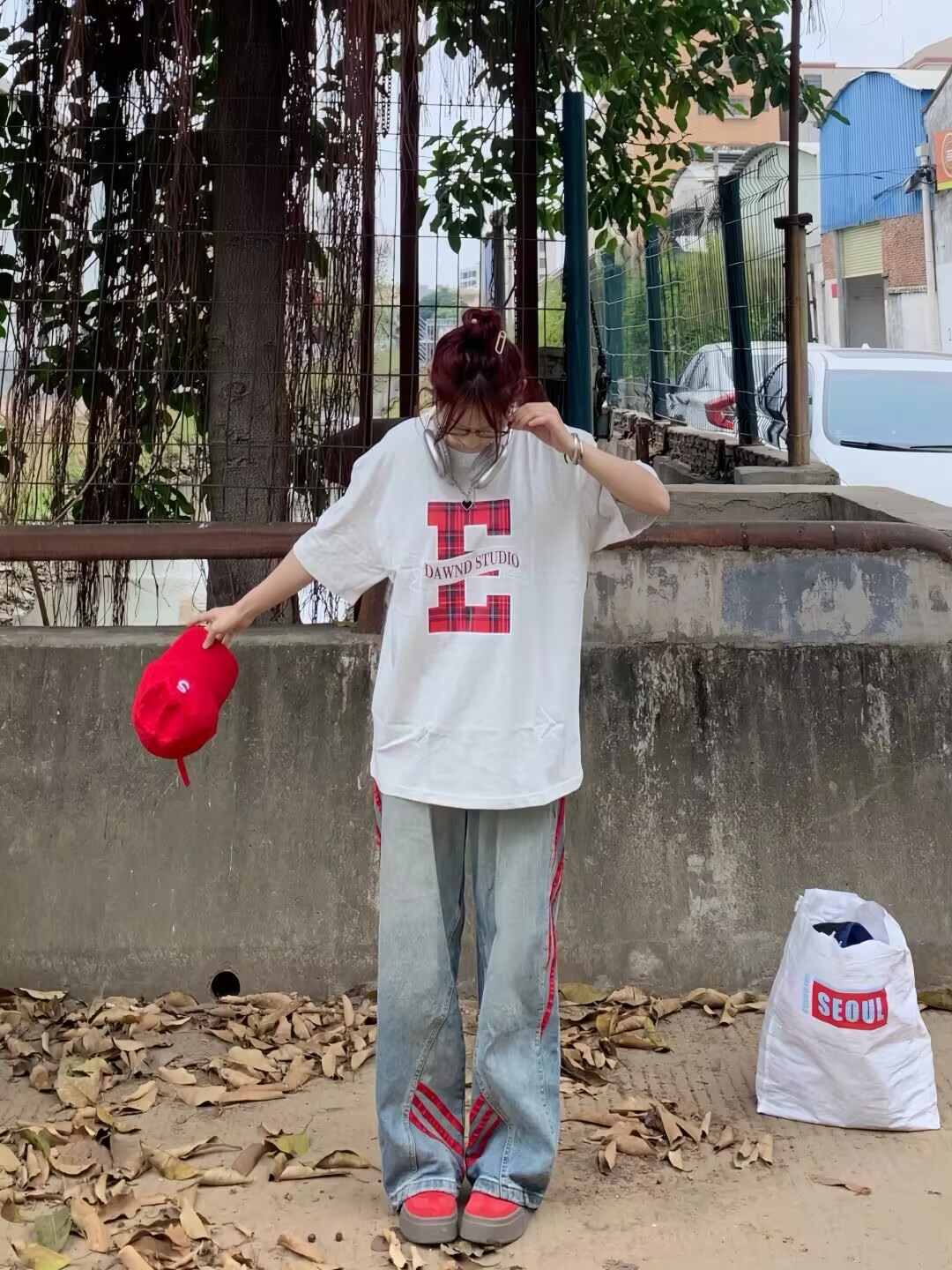 高品質純棉200克精梳緊密100%棉直播同品前印花寬鬆短袖t恤女