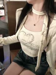 設計感短款辣妹T恤女秋季別致長袖上衣