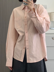 高級感粉色襯衫女秋季2025年新款設計感小眾寬鬆港味chic襯衣上衣