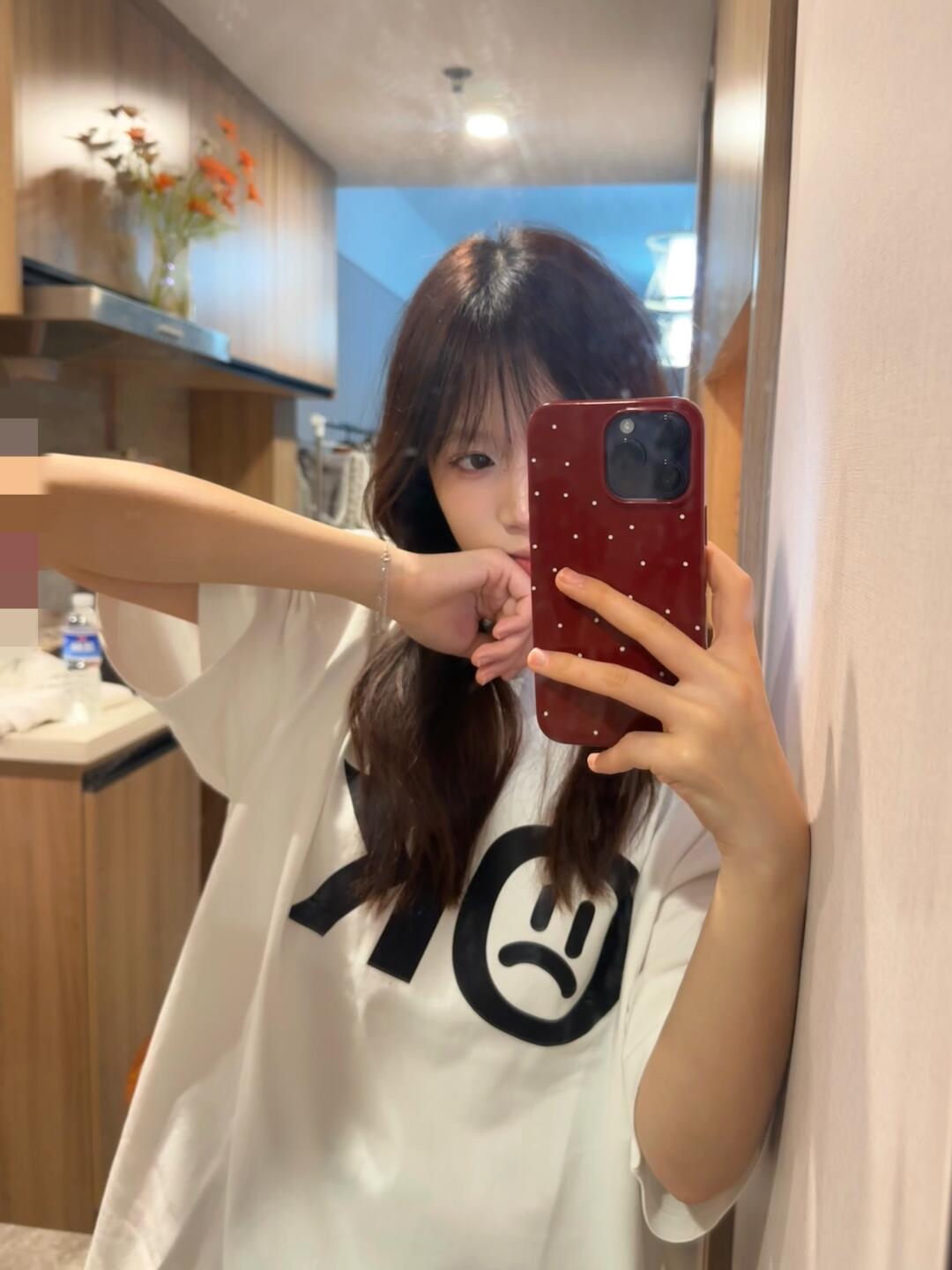 High-quality pure cotton 200g combed tight 100% cotton live broadcast same product front printed loose short-sleeved T-shirt for women