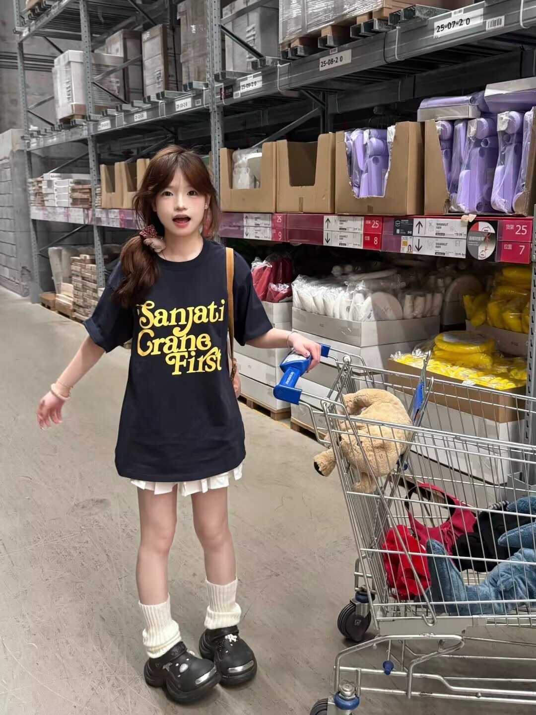 High-quality pure cotton 200g combed tight 100% cotton live broadcast same product front printed loose short-sleeved T-shirt for women