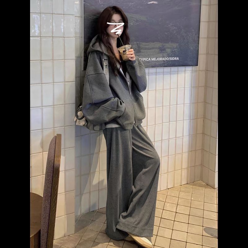 運動服套裝女春秋款寬鬆顯瘦韓版時尚慵懶風衛衣休閒褲兩件套跑步