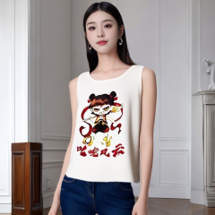 2025夏季緊身修身潮牌打底寬肩背心新款哪吒圖案流行無袖針織衫