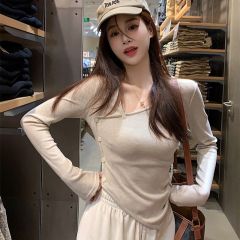 秋季2025新款顯瘦彈力打底衫長袖T恤上衣女