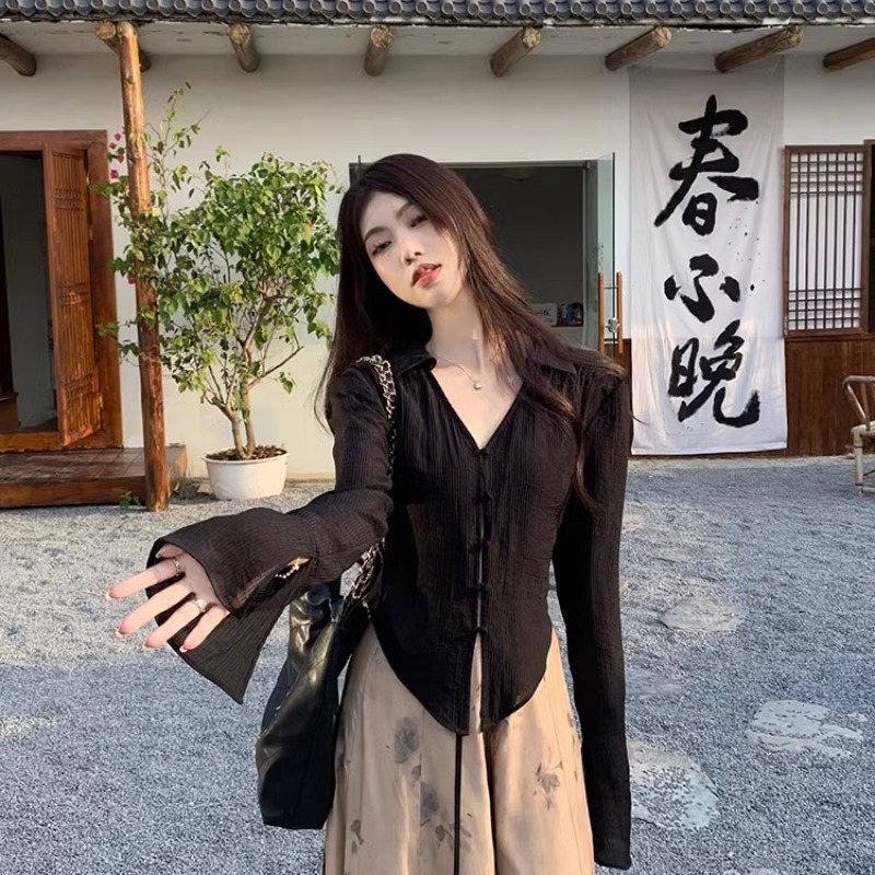 春夏防曬衫新中式國風長袖襯衫女清冷系禪意氛圍感上衣