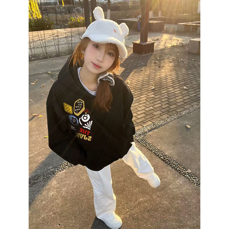 Official picture Pure cotton Hua cotton composite milk silk sweatshirt for women's thin 2025 early spring new hooded long-sleeved T-shirt top