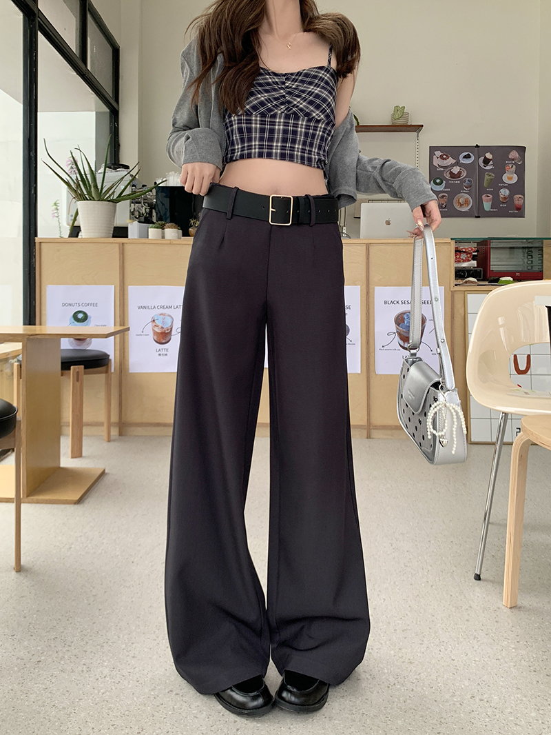 實拍 2025春季新款中低腰休閒褲女顯瘦氣質時尚百搭西裝褲微喇褲