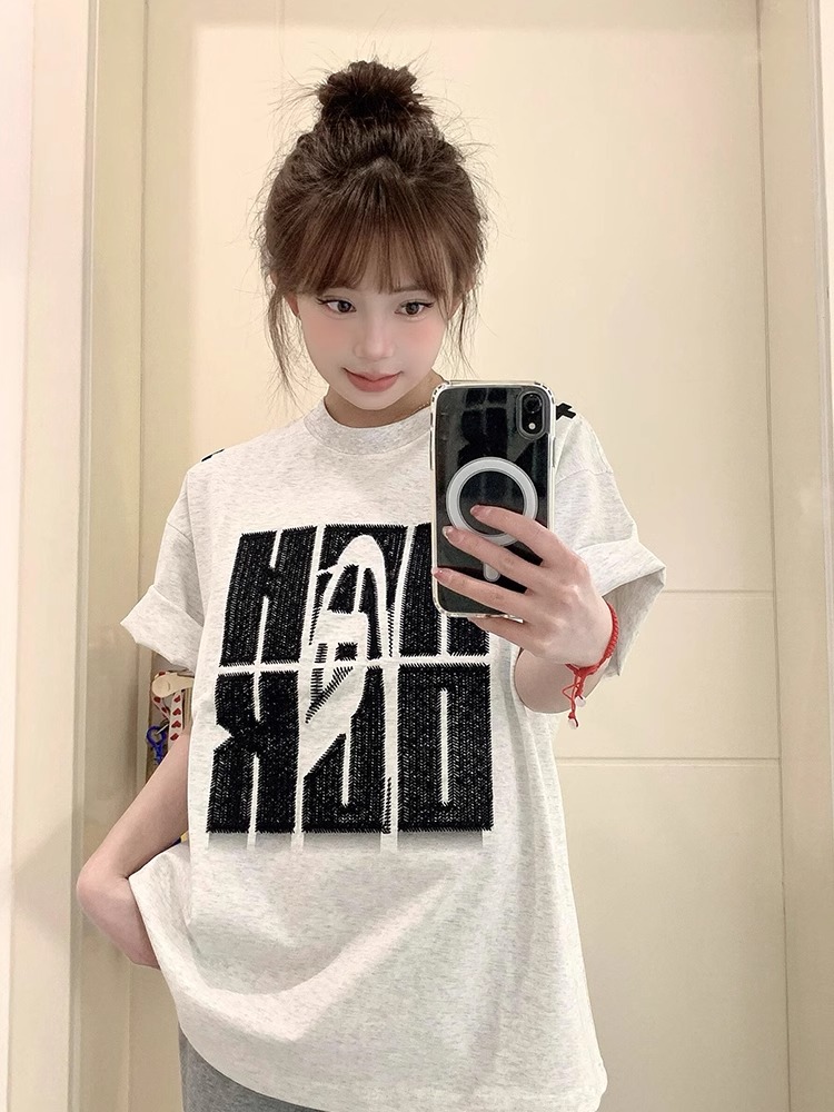 High-quality pure cotton 200g 100% cotton combed tight high-quality workmanship short-sleeved T-shirt for women