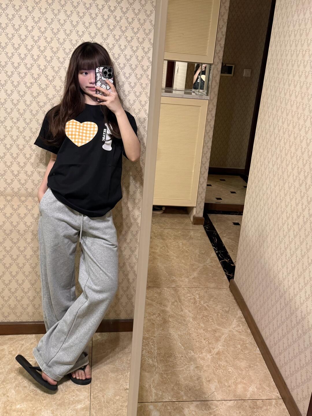 High-quality pure cotton 210g 40 Odale with elastic front printed slim short-sleeved T-shirt for women