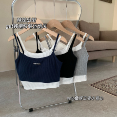 松本喪喪運動風假兩件背心女短款2025早春新款韓版設計感內搭吊帶
