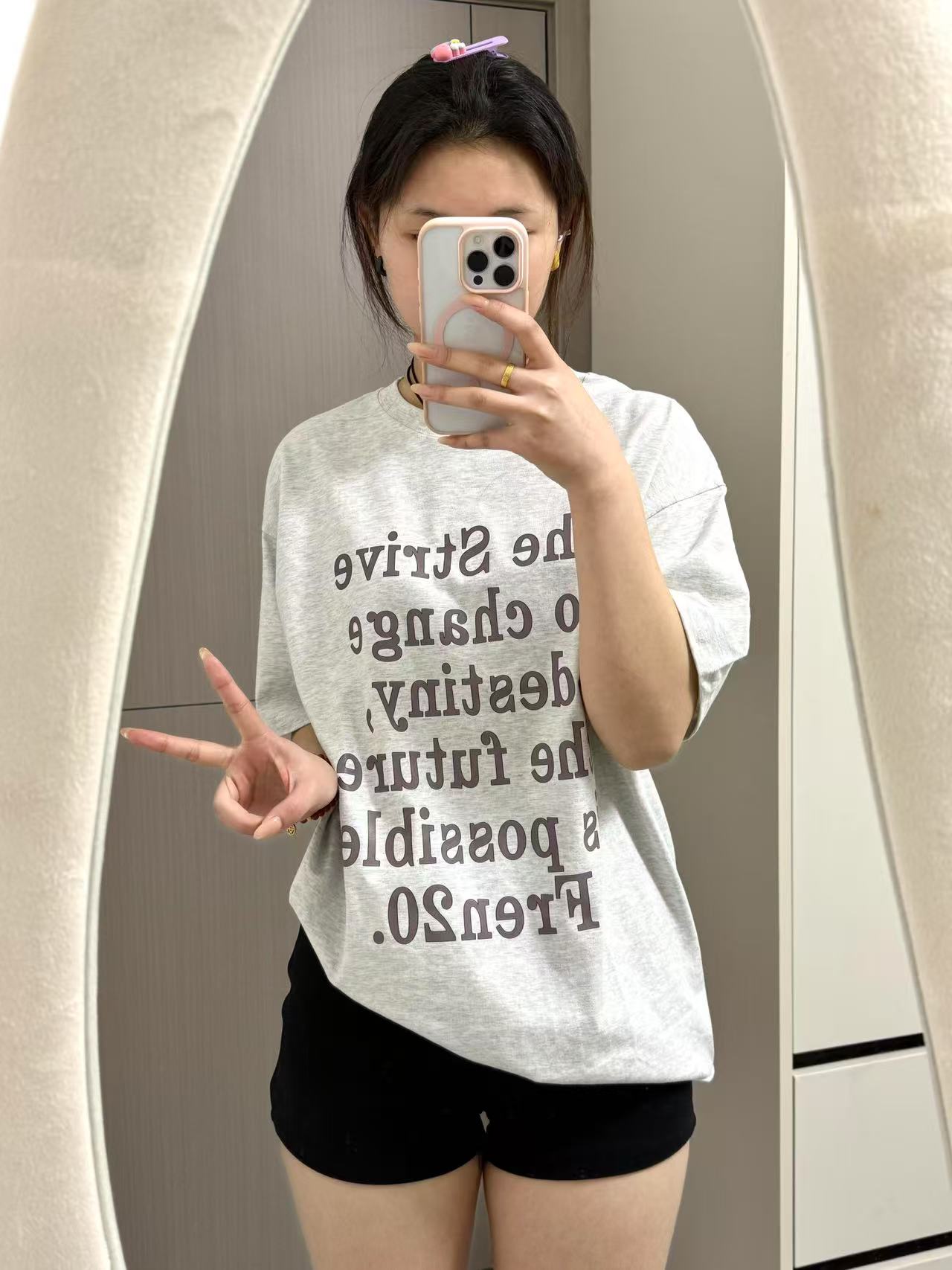 高品質純棉200克100%棉精梳緊密優質做工前印花短袖t恤女
