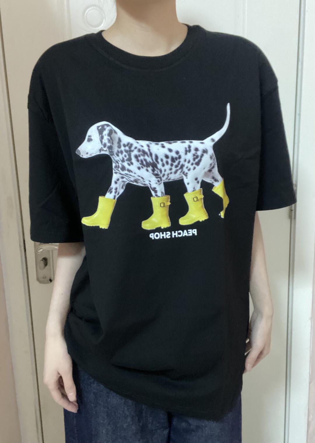 High-quality pure cotton 200g combed tight 100% cotton live broadcast same product front printed loose short-sleeved T-shirt for women