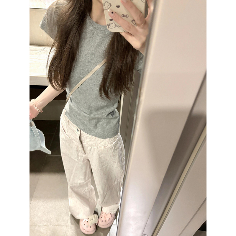 High-quality pure cotton 210g 40 pieces Odale 92 cotton 8 spandex solid color hot girl slim short-sleeved T-shirt for women