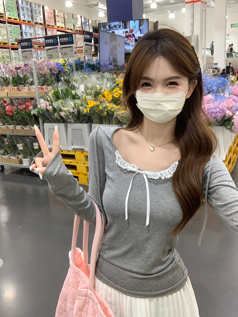 實拍1*1人棉200克長袖t恤女2025早春新款薄款連帽修身打底衫上衣