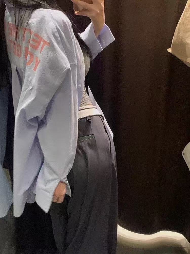 Korean style unique shirt, blue and white striped shirt, spring and summer new style, loose sun protection thin jacket