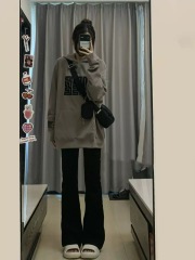 Short & Sassy Black High-Waisted Flared Pants for Women, 2025 Spring/Summer New Arrival – Slimming Fit with a Slight Bootcut Design to Smooth Over Hips