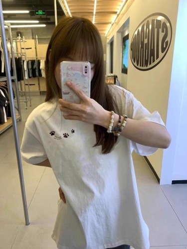 High-quality pure cotton 200g 100% cotton combed tight high-quality workmanship front and rear printing short-sleeved T-shirt for women