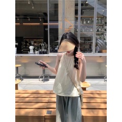 溫柔風甜美掛脖無袖襯衫女春季2025新款露肩減齡洋氣寬鬆背心上衣