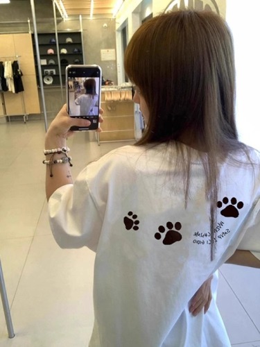 High-quality pure cotton 200g 100% cotton combed tight high-quality workmanship front and rear printing short-sleeved T-shirt for women