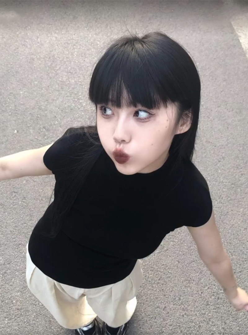 High-quality pure cotton 210g 40 Odell with elastic solid color slim short-sleeved T-shirt for women