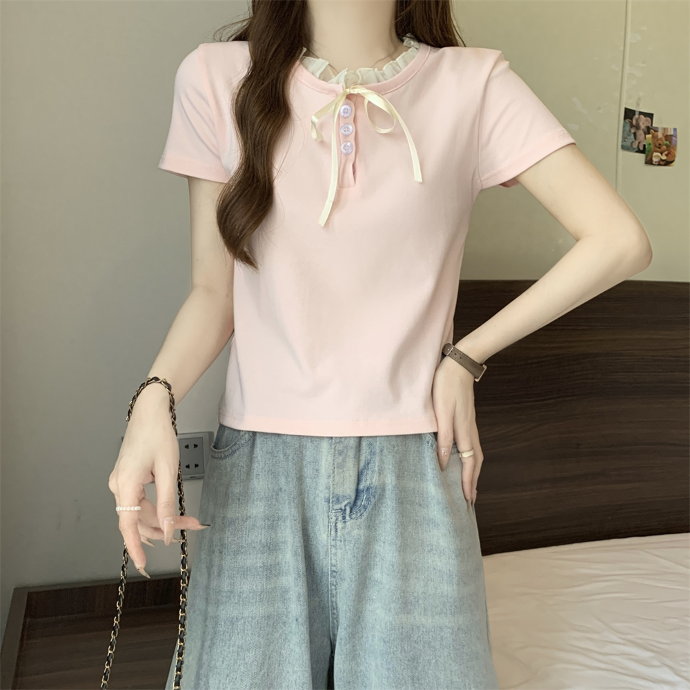 實拍  40支純棉210克92棉/8氨綸短袖T恤女假二件