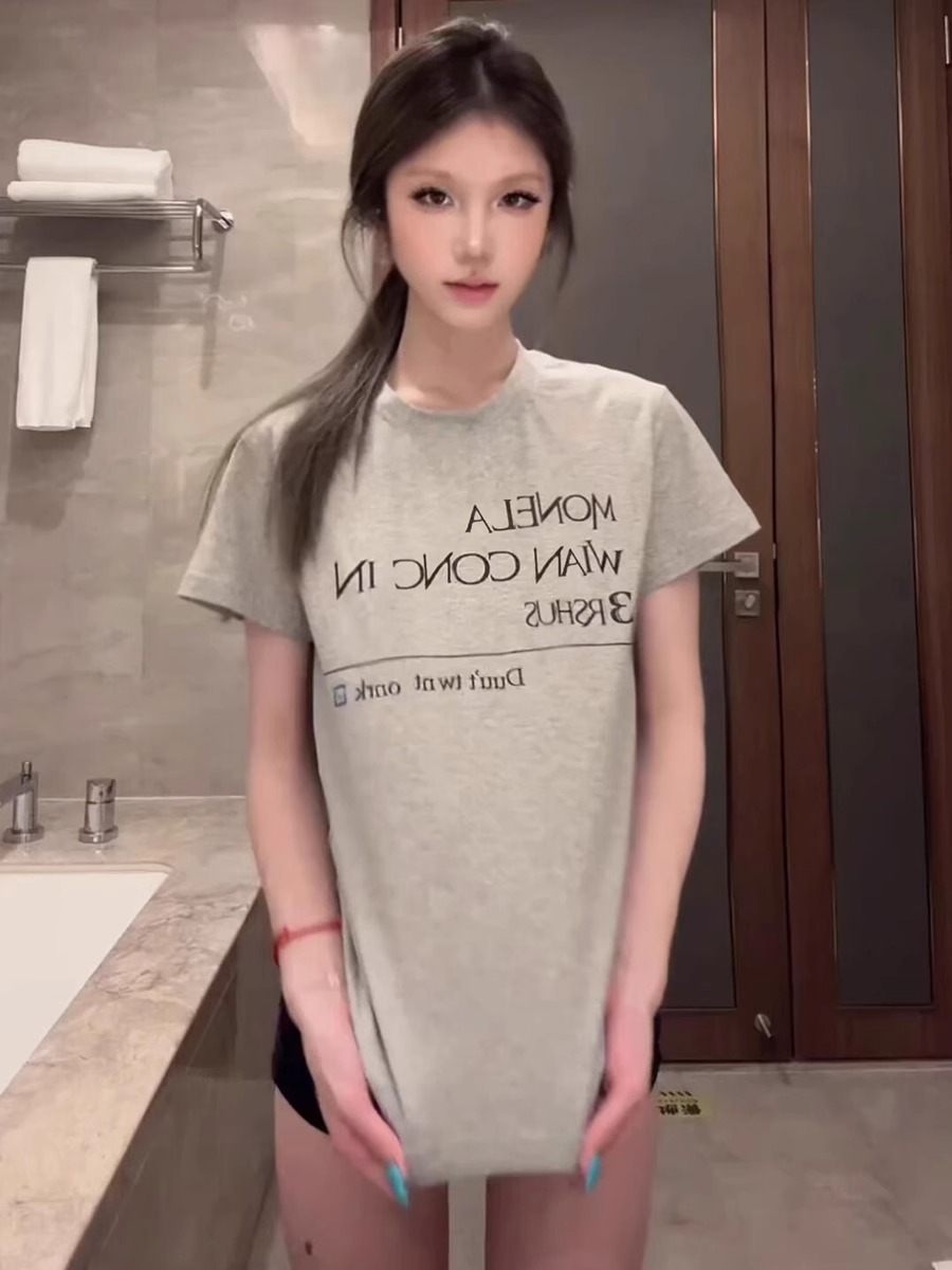 高品質純棉200克100%棉精梳緊密優質做工前印花短袖t恤女