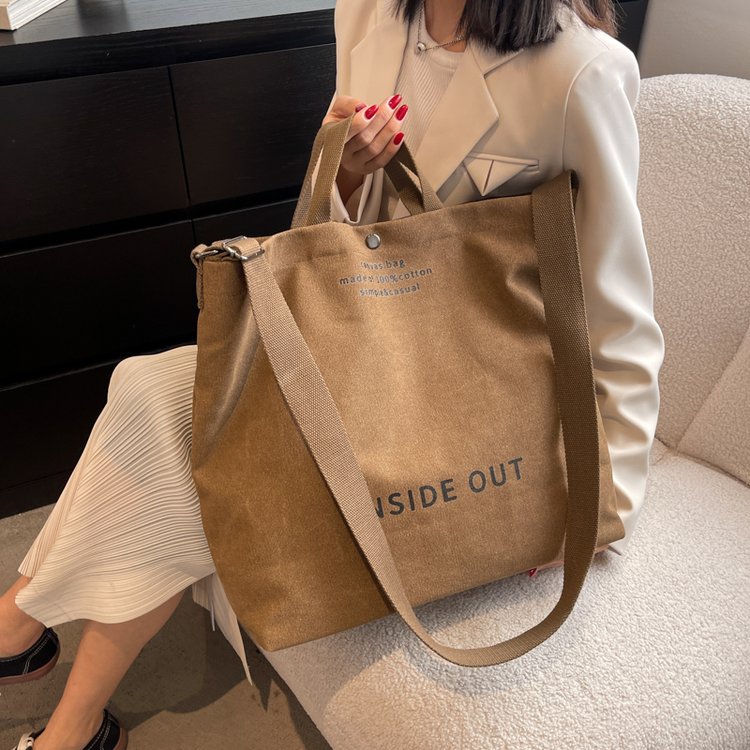 bags retro canvas shoulder bag new trendy large capacity crossbody bag female student class hand tote bag