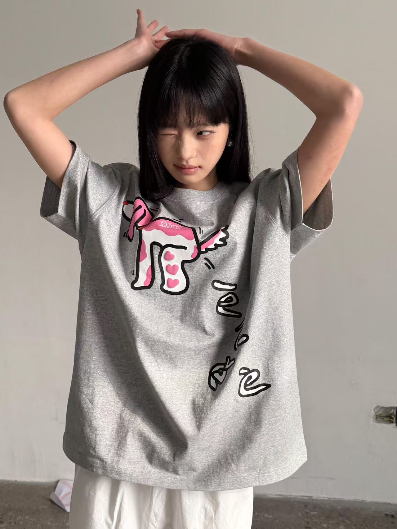 高品質純棉200克100%棉精梳緊密優質做工前印花短袖t恤女