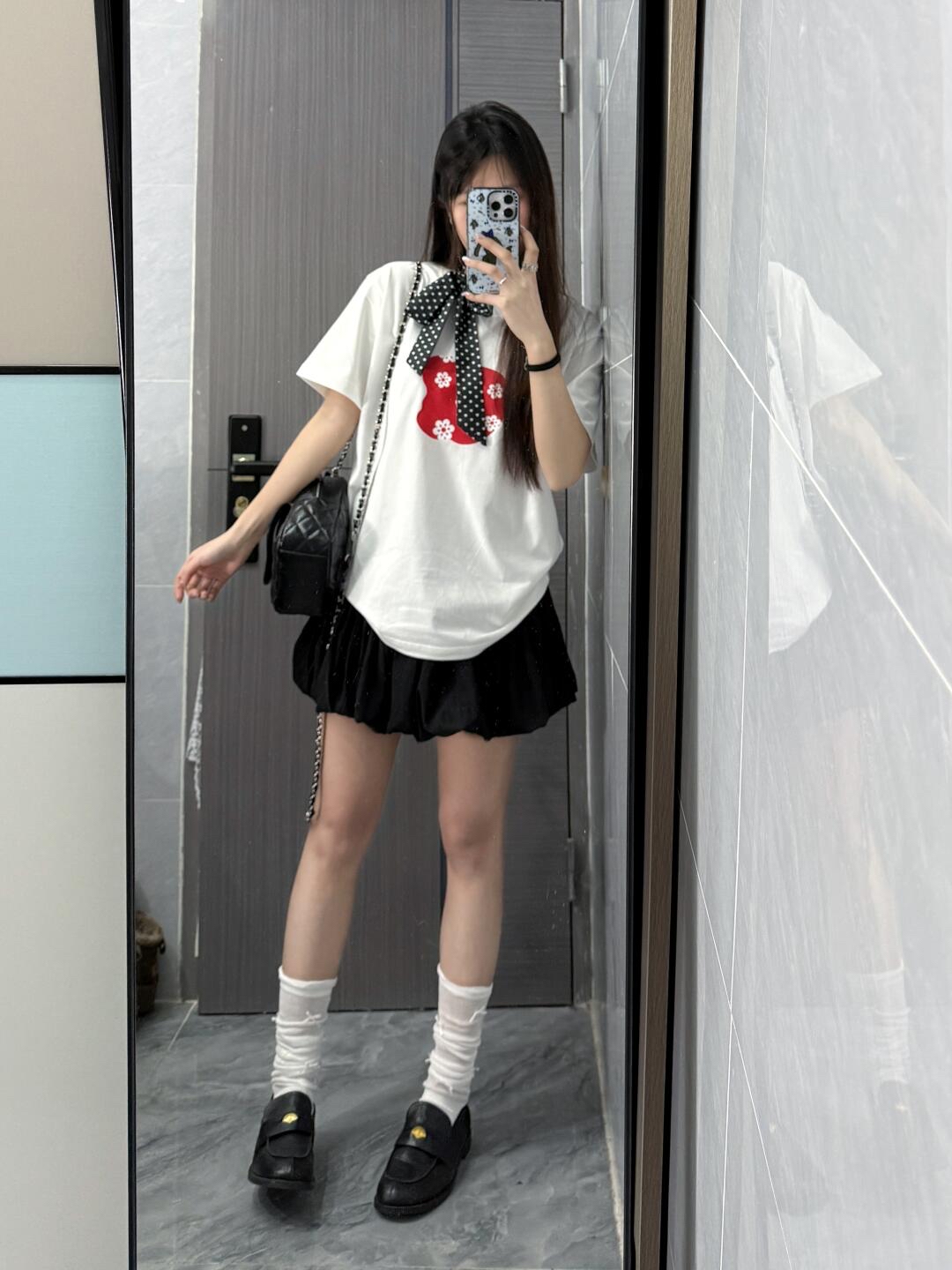 High-quality pure cotton 200g combed tight 100% cotton live broadcast same product front printed loose short-sleeved T-shirt for women