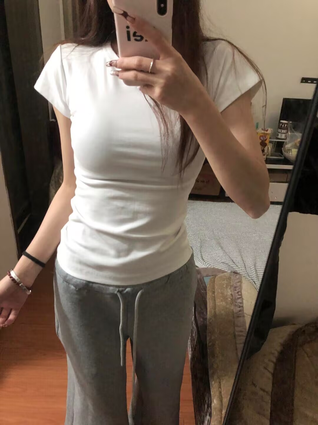 High-quality pure cotton 210g 40 Odell with elastic solid color slim short-sleeved T-shirt for women