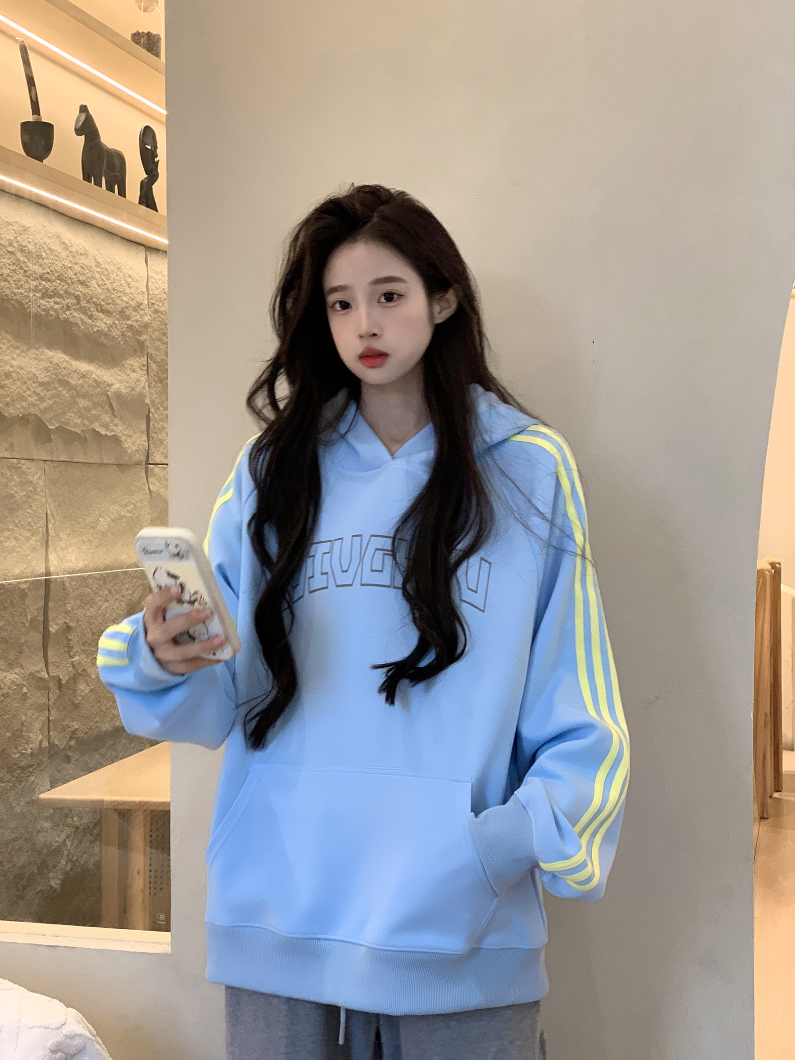 實拍衛衣男女情侶裝春秋薄款2025設計感寬鬆印花外套連帽韓版上衣