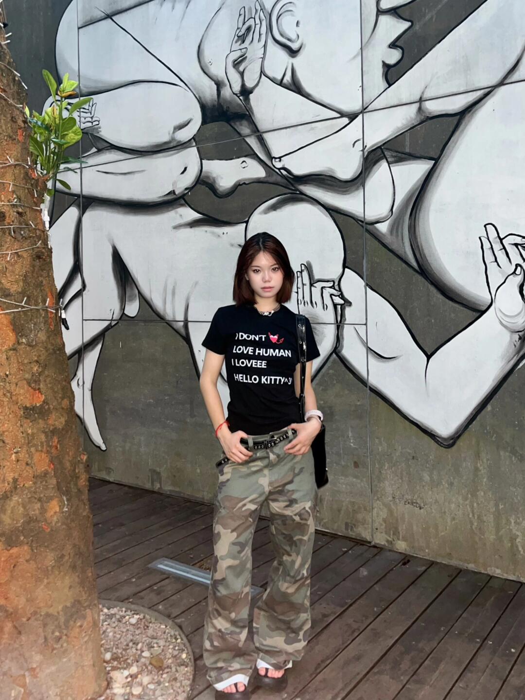 High-quality pure cotton 210g 40 Odale with elastic front printed slim short-sleeved T-shirt for women