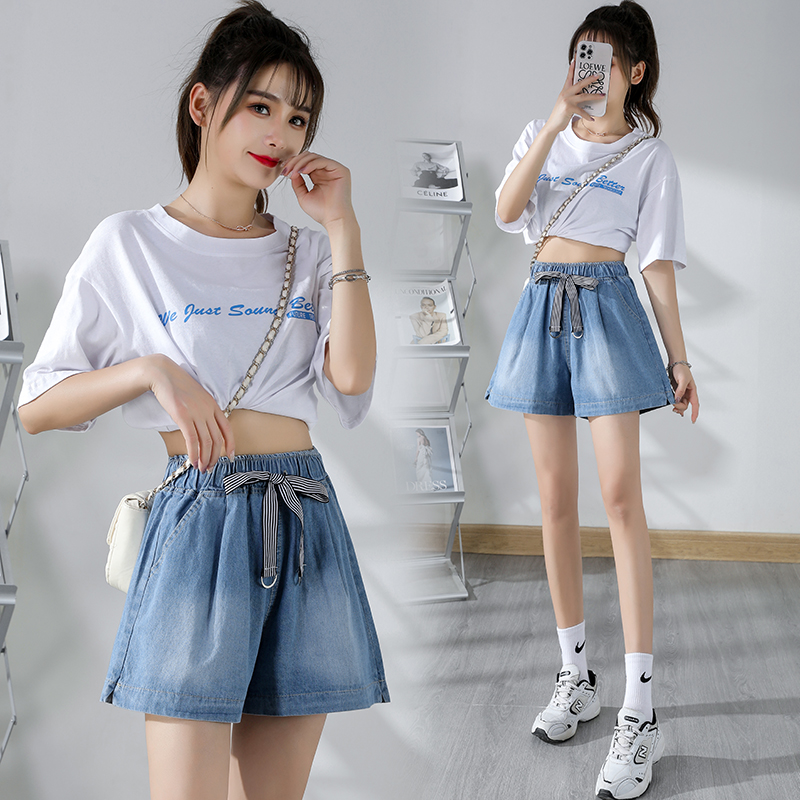 S-5XL大碼牛仔短褲女寬鬆a字顯瘦2025夏季新款高腰韓版百搭闊腿褲