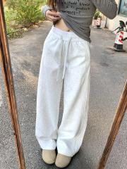 ，立體腰頭#2025早春新款運動褲女寬鬆顯瘦休閒衛褲直筒闊腿