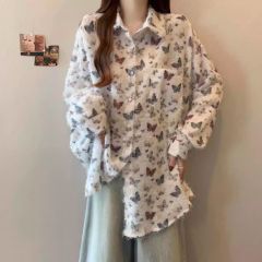 Official photo Original fabric butterfly shirt jacket for women 2025 early spring new mid-length style fashionable age-reducing sunscreen