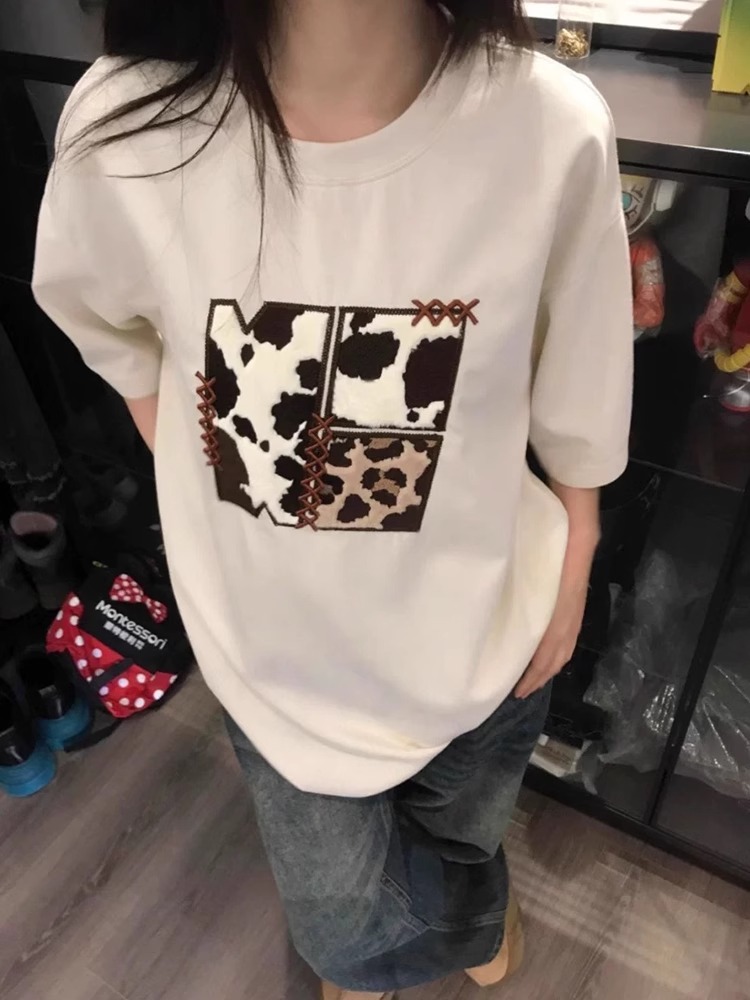 高品質純棉200克100%棉精梳緊密優質做工前印花短袖t恤女