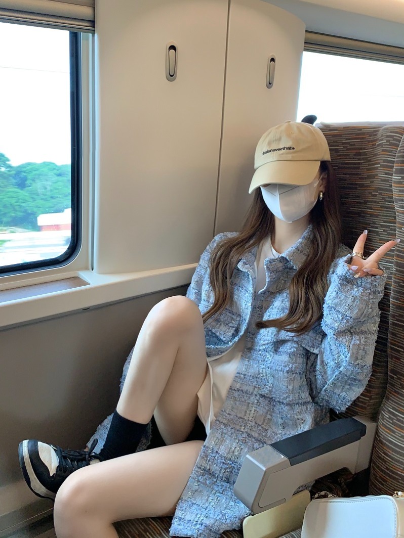 實拍  寬鬆百搭顯瘦藍色小香風格子襯衫