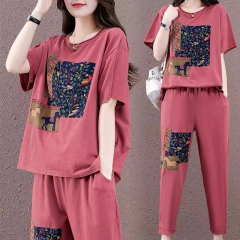 休閒時尚套裝女裝2新款洋氣減齡大碼炸街運動服兩件套