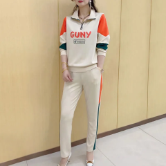 運動套裝春秋季2025新款字母印花洋氣百搭顯瘦衛衣長褲休閒兩件套