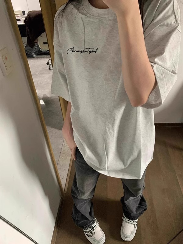 High-quality pure cotton 200g 100% cotton combed tight high-quality workmanship front and rear printing short-sleeved T-shirt for women